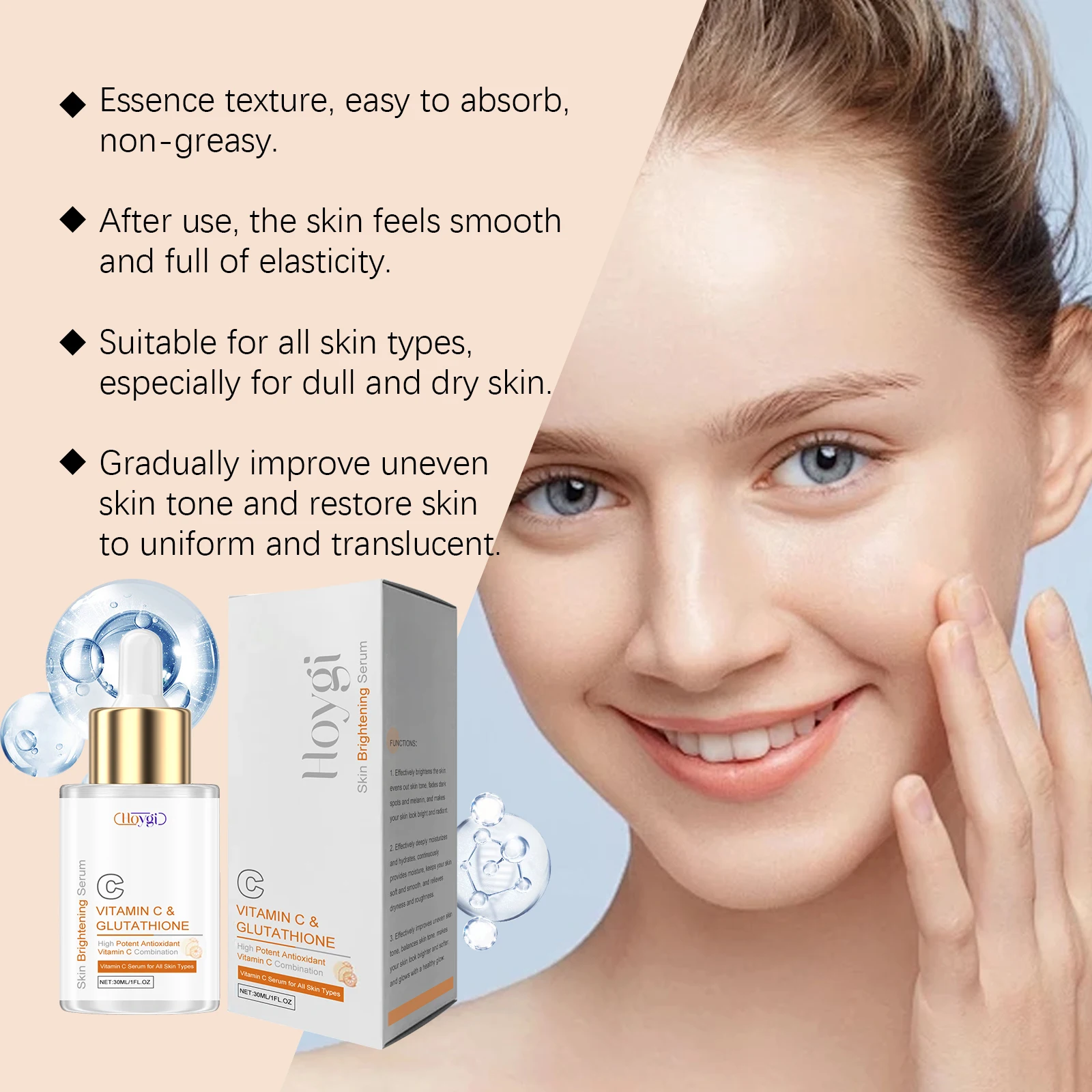 Vitamin C Facial Essence Glutathione Fade Dark Spot Lifting Firming Moisturizing Smoothing Rejuvenating Brighten Skin Care 3