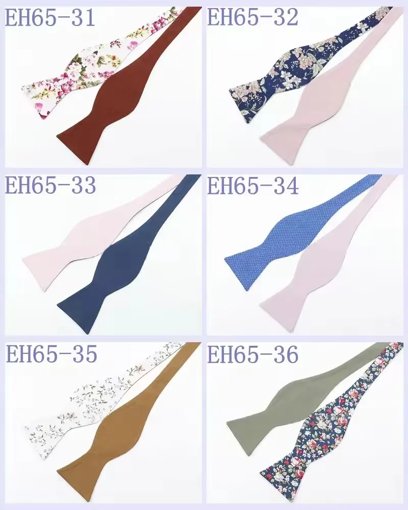 Neue Mode Doppel Seite Selbst Fliege Einstellbare Fliege männer 100% Baumwolle Dot Floral Schmetterling Hochzeit Party Zwei-farbe BowTie – Detail 6