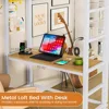 Metal Loft Bed Twin Size with Desk and Charging Station White Twin Loft Bed with LED Lights, 4Storage Shelves and2Fabric Drawers 4