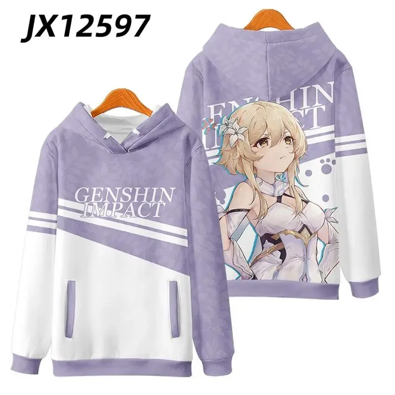Genshin Impact anime hoodie for men and women,zippered sweater,3D printing,zipper,streetwear,hip hop,Lumine cosplay,zippered