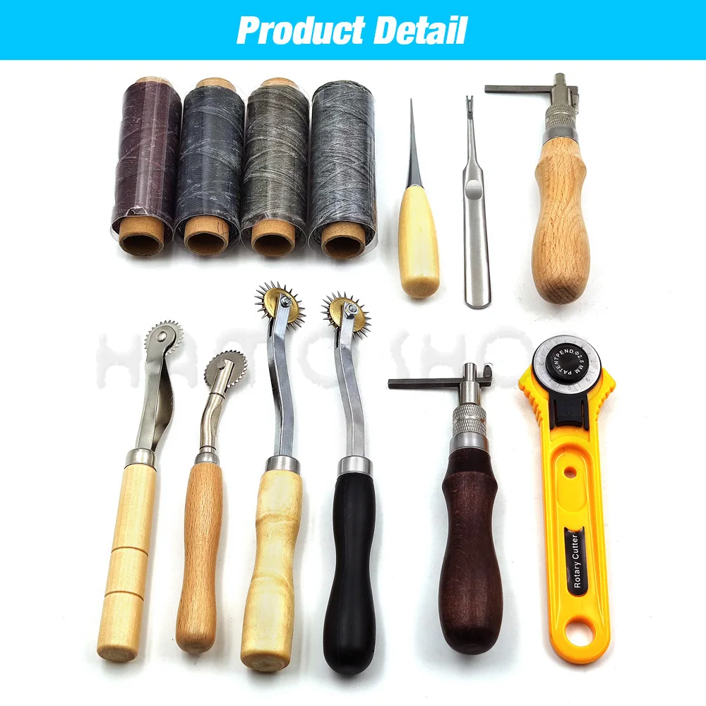 Leathercraft Tools Kit Professional Hand Sewing Saddle Groover Stitching Punch Carving Work Sets Tool For DIY Leather Accessory leather craft tool kit leather craft tools