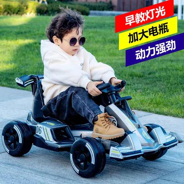 New Children's Electric Car Go Kart with Remote Control Electric Ride on Car for 3-8 Years Old Baby Kids Stroller Toy Vehicles 4
