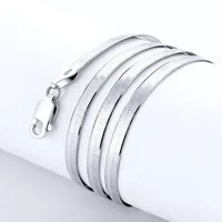 Collier chaîne à lame fine en argent Sterling 925, 4MM, pour femmes et hommes, bijoux de luxe pour fête de mariage, cadeaux de vacances pour meilleur ami, nouvelle collection 3
