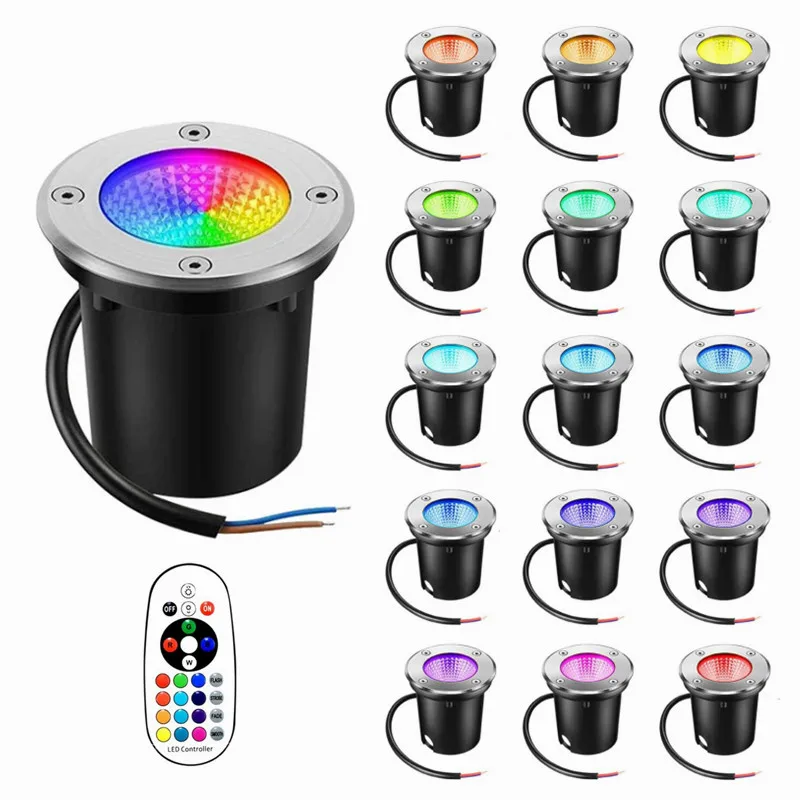 

Низковольтный Ландшафтный фонарь с дистанционным управлением, RGB фонарь подземный 12 В 10 Вт, водонепроницаемый внешний фонарь в земле, фонарь для садовой дороги