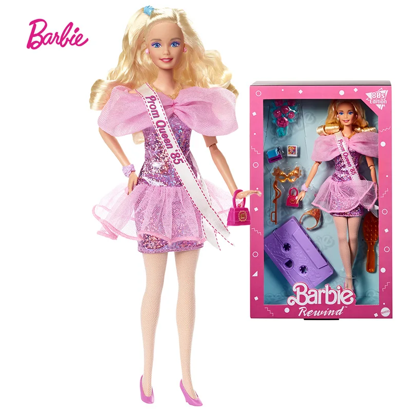 

Original Barbie Doll Curly Blonde Hair 80S-Inspired Prom Night Barbie Rewind Series Prom Queen Nostalgic Collectibles and Gifts