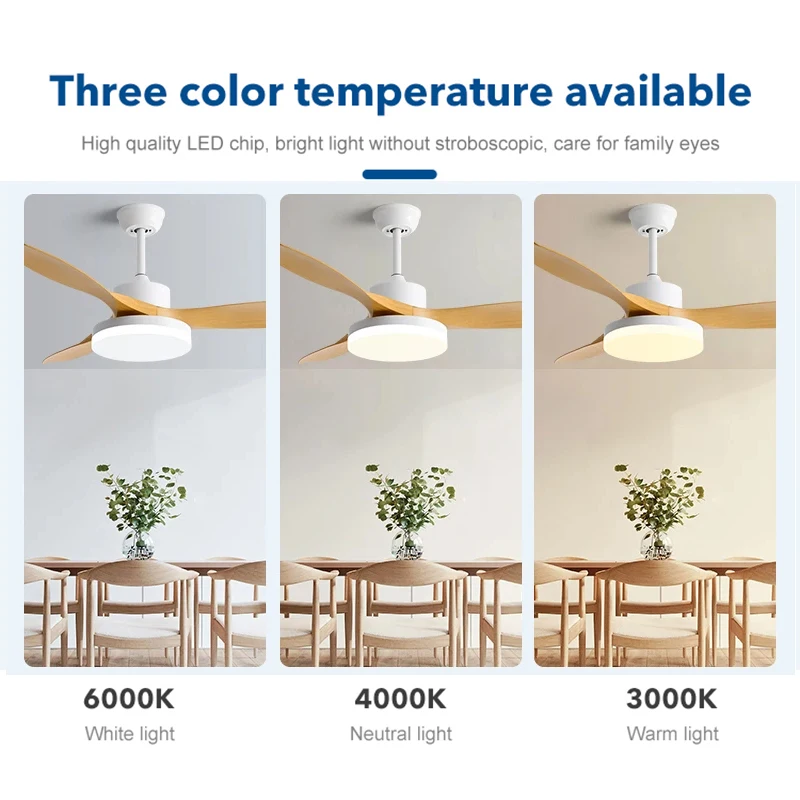52Inch 3 ABS Blade DC 35W Pure Copper Motor Ceiling Fan With 60W LED Light Support Remote Control Strong winds Electric fans