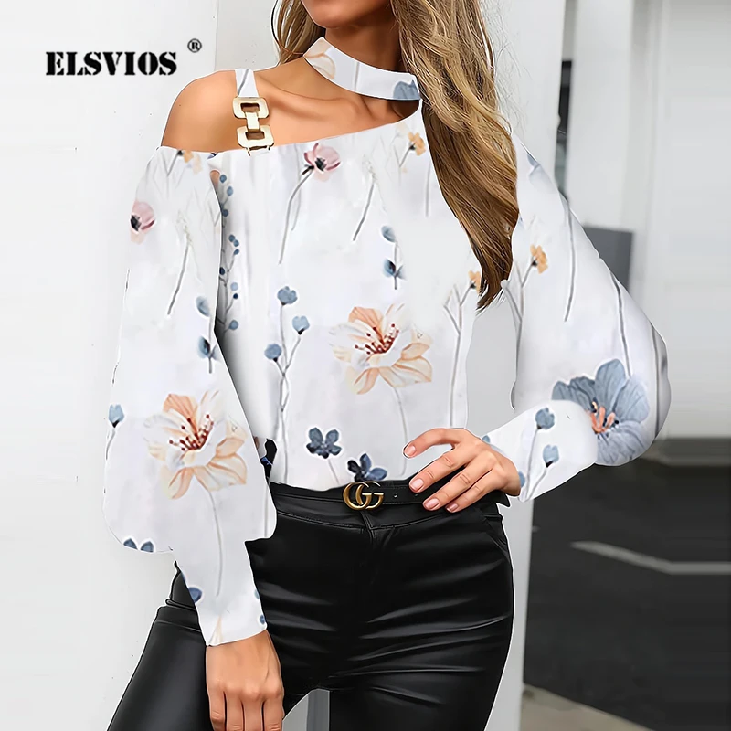 

Женская блузка с длинным рукавом, открытыми плечами и длинным рукавом