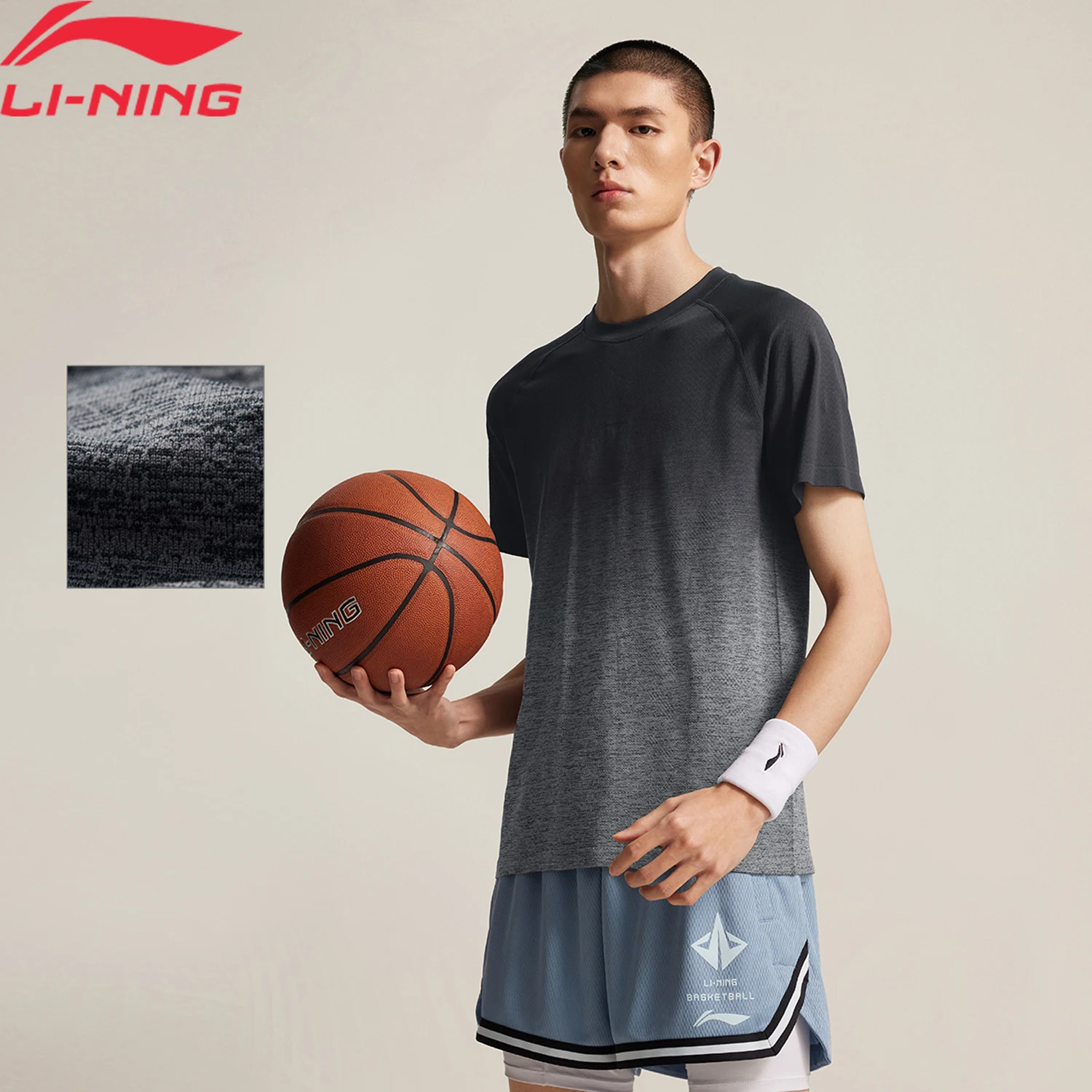 Li-Ning Men JIMMY BUTLER Professional Basketball T-Shirt 66%Polyamide 34%Polyester Slim Fit LiNing Crew Neck Tee Tops ATSV049 men sport tees