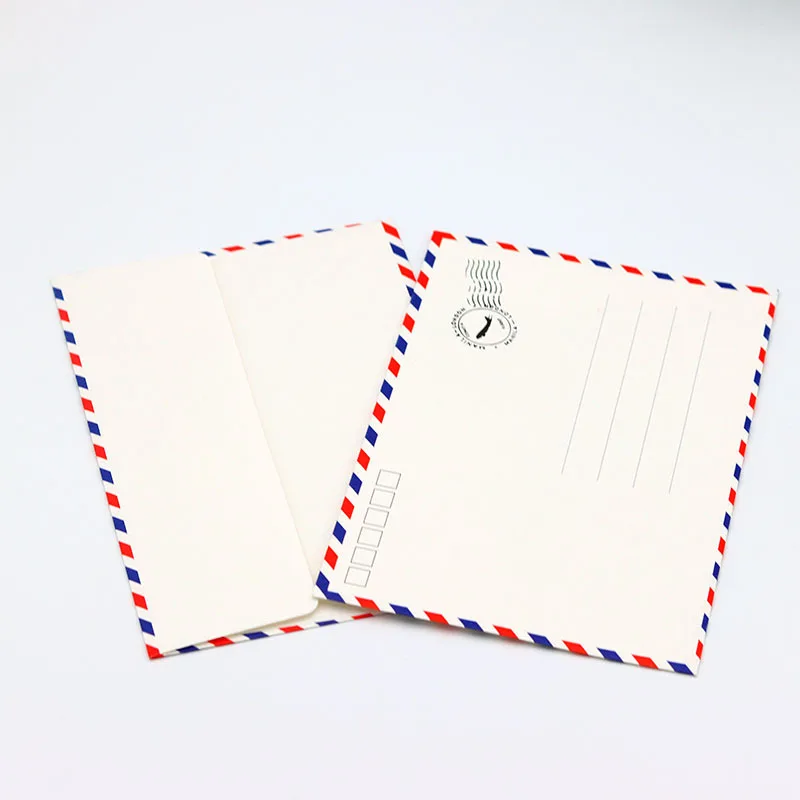Kraft Paper Envelopes Mailing Envelopes 20pcs/batch kraft paper envelope with color stripe edges aviation envelope storage 17.5 * 12.3cm