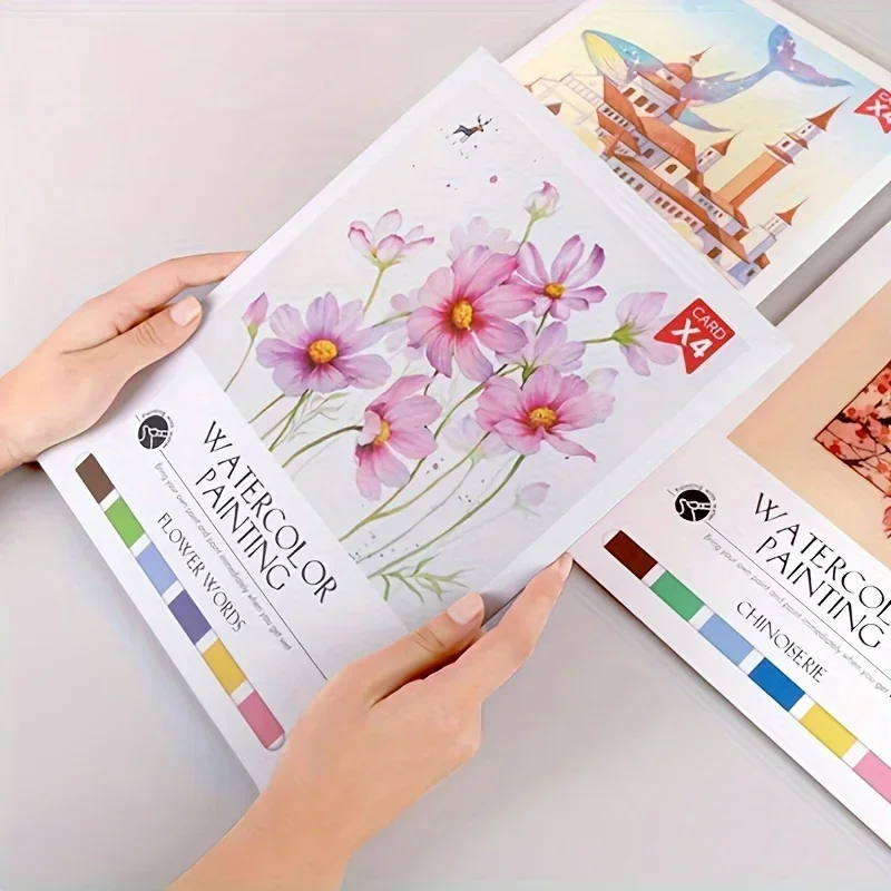 Stressabbau-Aquarell-Malbuch-Set DIY Angstlinderung Kunst-Malset Ideales Geschenk Schulbedarf Englische Bücher – Detail 5