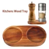 Pepper Mill Tray Wood Tray for Salt Tea Tray Multipurpose Natural Wood Kitchen Storage Holder Home Decoration Crafts for Bottle 1