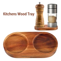 Pepper Mill Tray Wood Tray for Salt Tea Tray Multipurpose Natural Wood Kitchen Storage Holder Home Decoration Crafts for Bottle 1