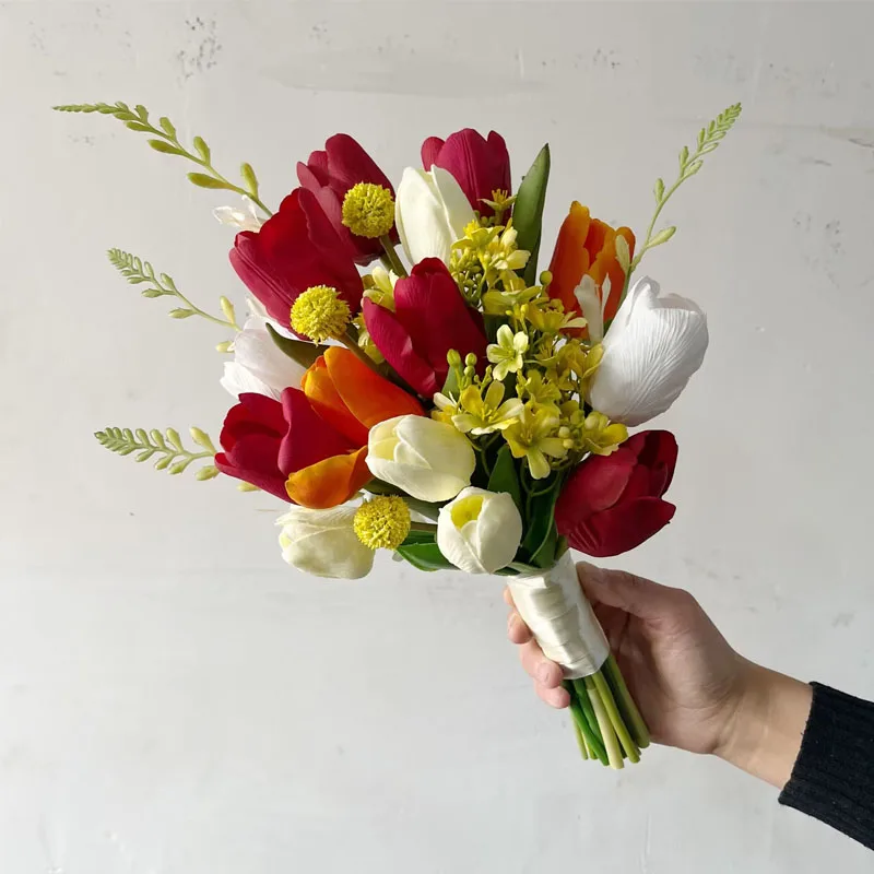 Fre Sle Artificial Tulips Wedding Bouquet for Bridal Photooot And Marriage Certifie Photoaphy Korean Sle Home Decor