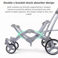 Poussette double haute vue Poussette bidirectionnelle, légère, pliable et peut s'asseoir ou s'allonger pour les nouveau-nés 3