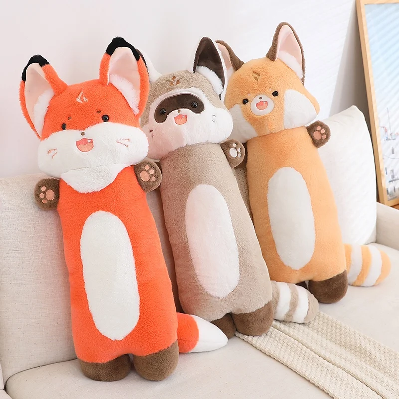 Simulation 3D Print Fox Cat Plush Throw Pillow Toy Cartoon Stuffed Animals  Raccoon Plushies Doll Cushion Anime Soft Kids Toys