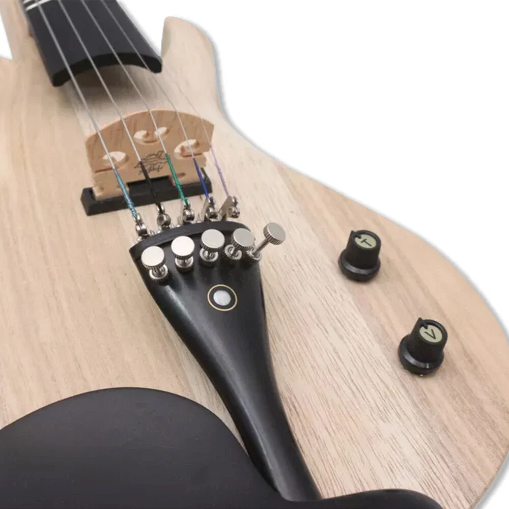 5 String Fret Electric Violin 4/4 Flame Guitar Shape Handmade Solid Wood Powerful Sound with Bag Bow Hardware for Student