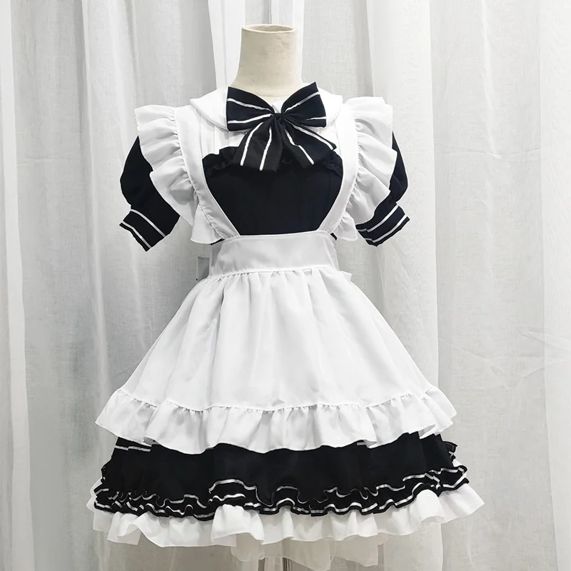 

Lady Cute Cosplay Black and White Demon Maid Costume Princess Pomp Dress Sexy Bunny Maid Dress Japanese Lolita Skirt Bow Suit