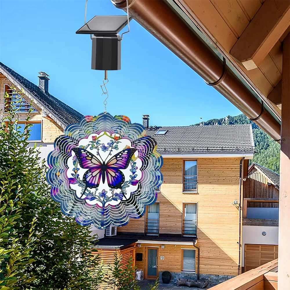 Wind Spinner Motor Wind Spinner Solar Motor with Hook Solar Powered Wind Chime Ornament Rotating Outdoor Decor Spinner Motor