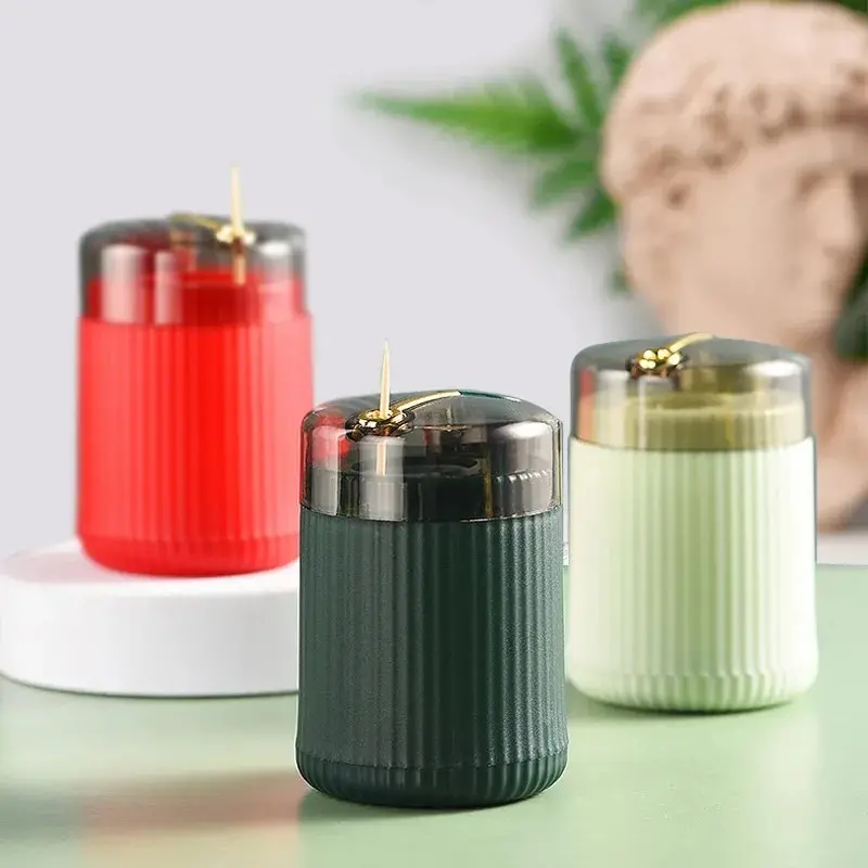 Pop-up Automatic Toothpick Dispenser Portable Plastic Toothpick Holder Container Creative Press Toothpick Storage Box Organizer