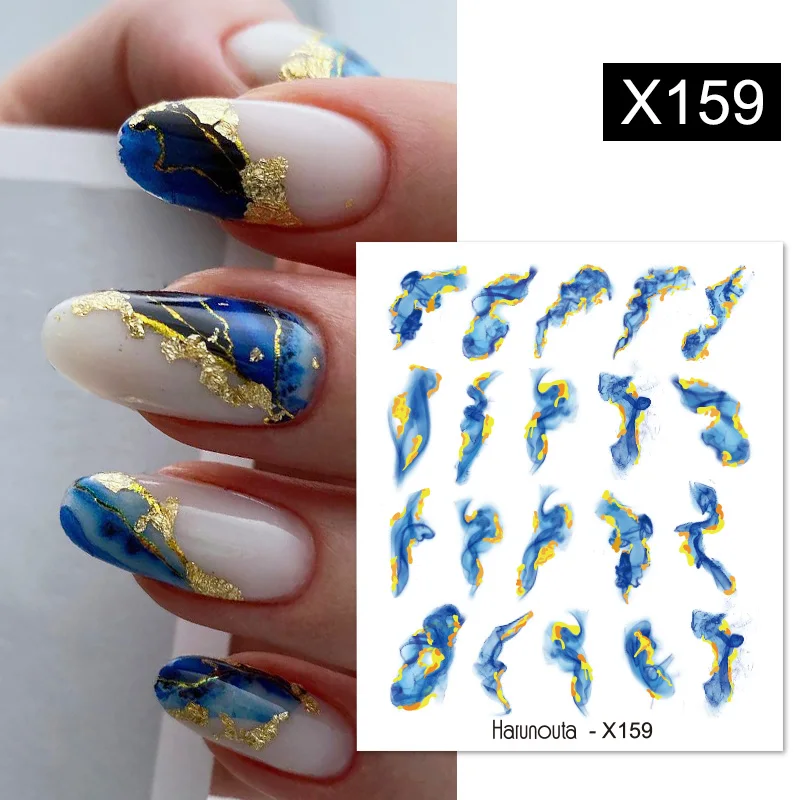 Nail Stickers Harunouta Abstract Line Leopard Print Water Sticker Decals Flower Leaves Marble Slider Decoration For Autumn Nail Design,nail stickers,nail art decoration,nail decals,flower stickers