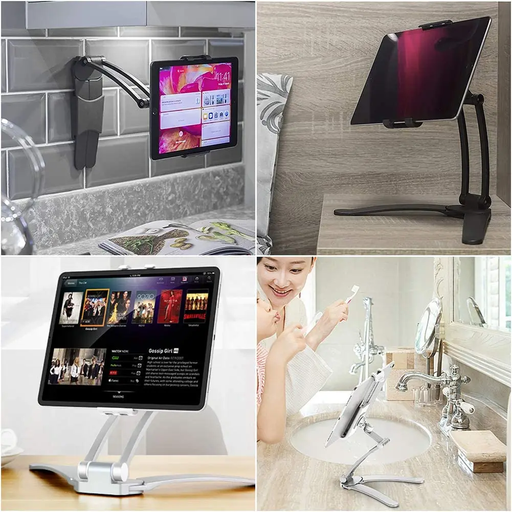 Kitchen Tablet Stand Wall Desk Tablet Mount Stand Fit For 5-7.8 inch Width Metal Bracket Smartphones Holders tablet holder,tablet stand,mobile phone holder