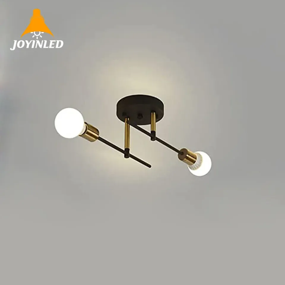 Creative Personality E27 Ceiling Lights Vintage Double Heads Black Gold Ceiling Lamp Living Room Dining Room Bedroom Lighting