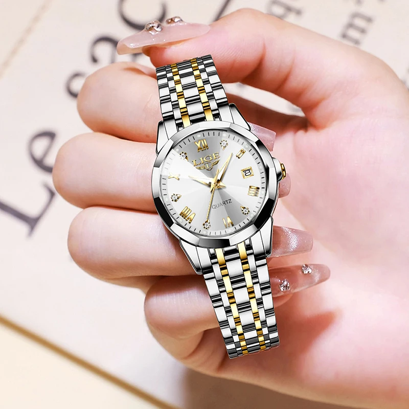 LIGE New Fashion Watch for Women Creative Steel Waterproof Women's Watches Elegant Original Luxury Ladies Quartz Wristwatch