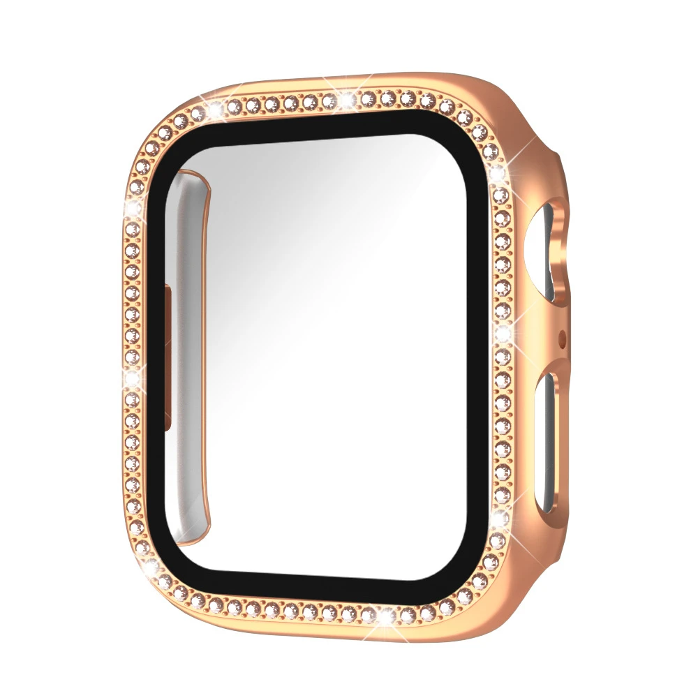 Діамантовий чохол+скло для Apple watch series 11 10 9 8 7 6 5 4 46 мм 42 мм 44 мм-40-41-45 мм Bling Bumper Screen Protector Аксесуари