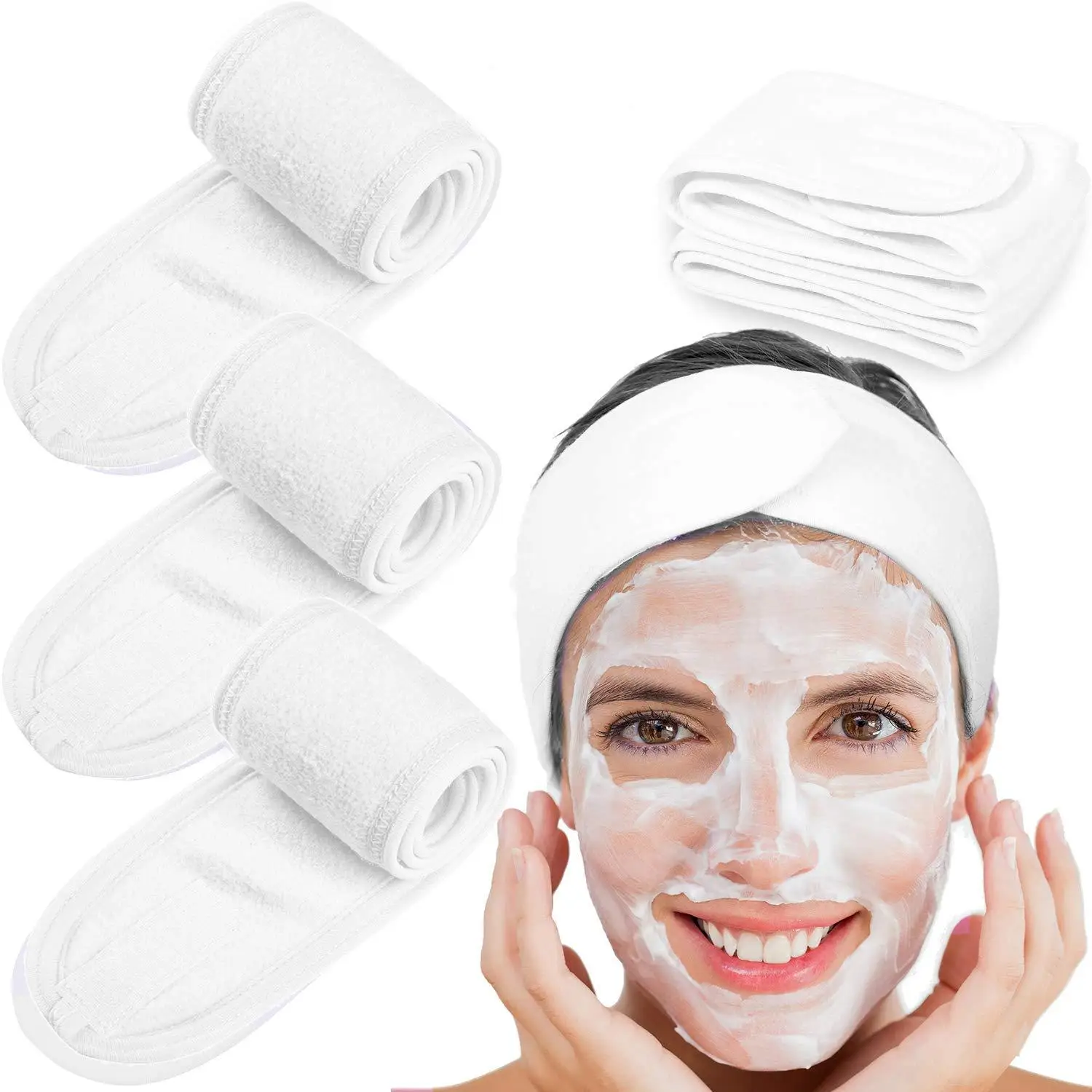 Soft Toweling Hair Accessories Girls Headbands for Face Washing Bath Makeup Women Adjustable SPA Facial Headband