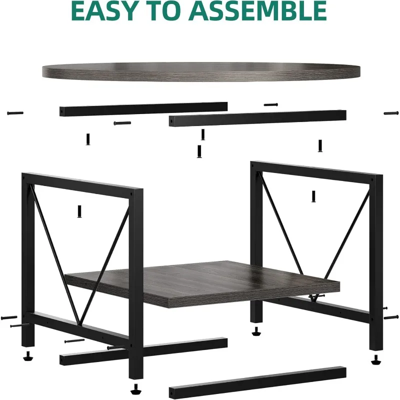 Coffee Tables for Living Room, Round Coffee Table, Small Coffee Table with Storage, 2 Tier Modern Table 4