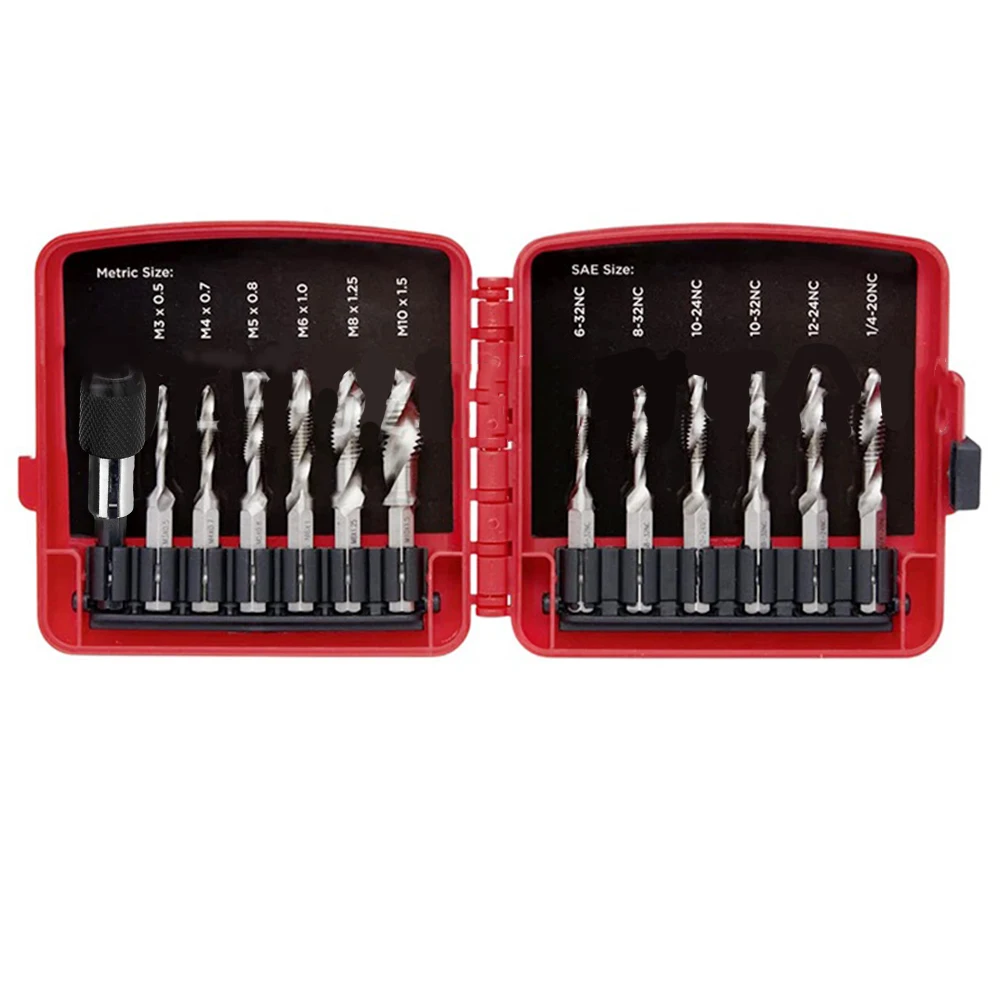 

13pcs Drill and Tap Bit Set High Hardness for Fast Cutting Suitable for Electric Screwdrivers and Bench Drills