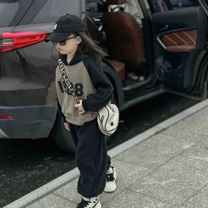 

2 шт./комплект, детский хлопковый спортивный костюм с надписью