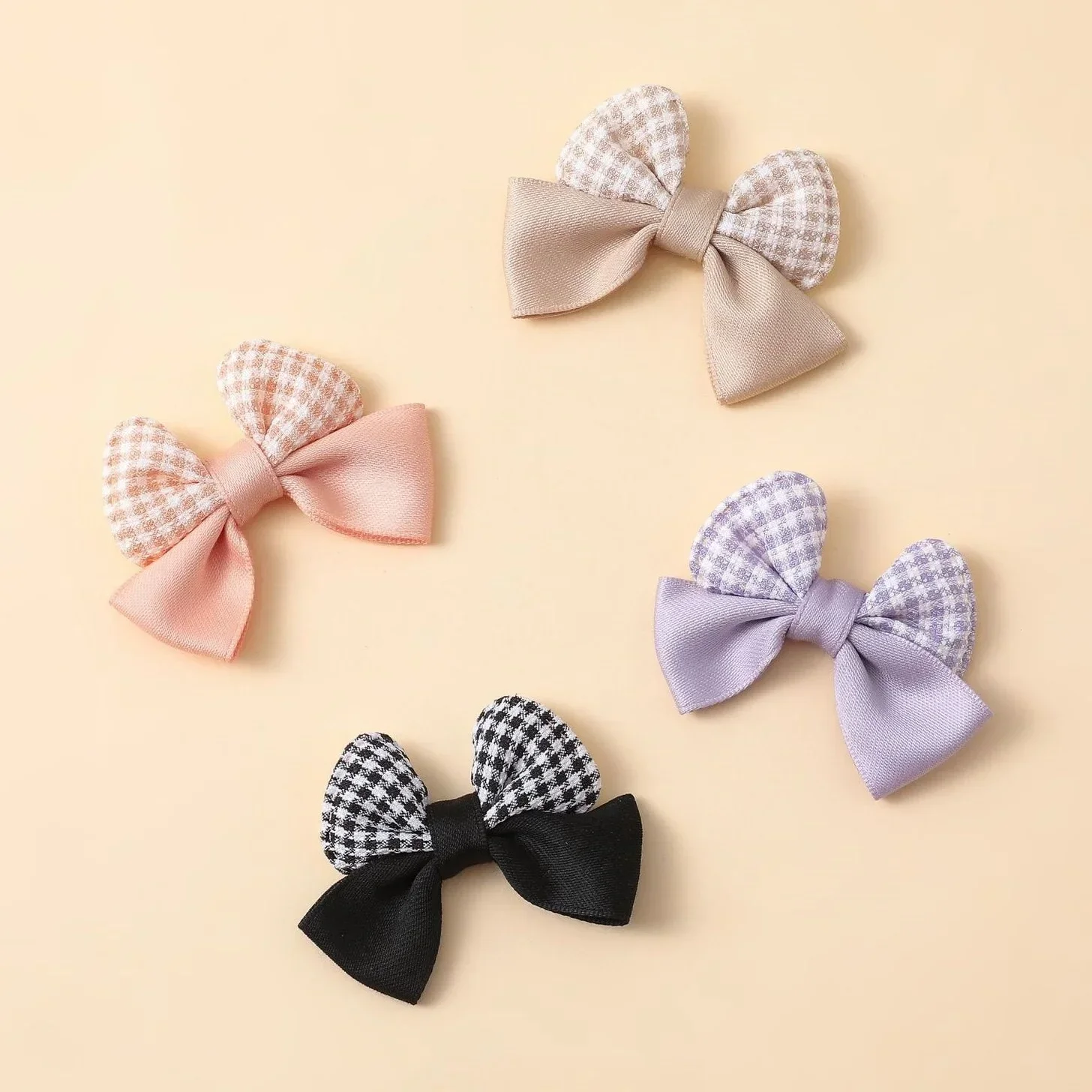 Plaid Color Matching Bow Appliques for Diy Wedding Dress Hat Clothes Outfit Coat Sewing Supplies Headwear Decor Corsage Floral