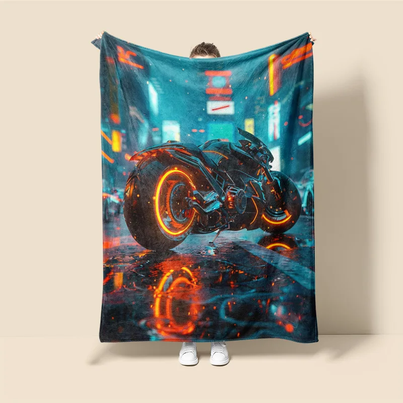 Car Illustration Blanket Warm Sofa Bed Blanket Bedroom Home Office Nap Cover Blanket Machine Washable Home Decoration 2