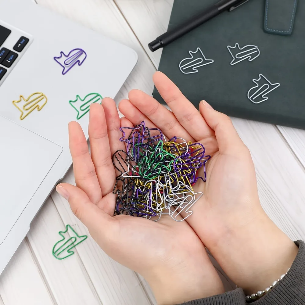 Cat Shaped Paper Clips 6 Colors Cute Animal Memo Bookmark Clips Creative Fun Office Supplies Colorful Memo Holders paper clips memo holders