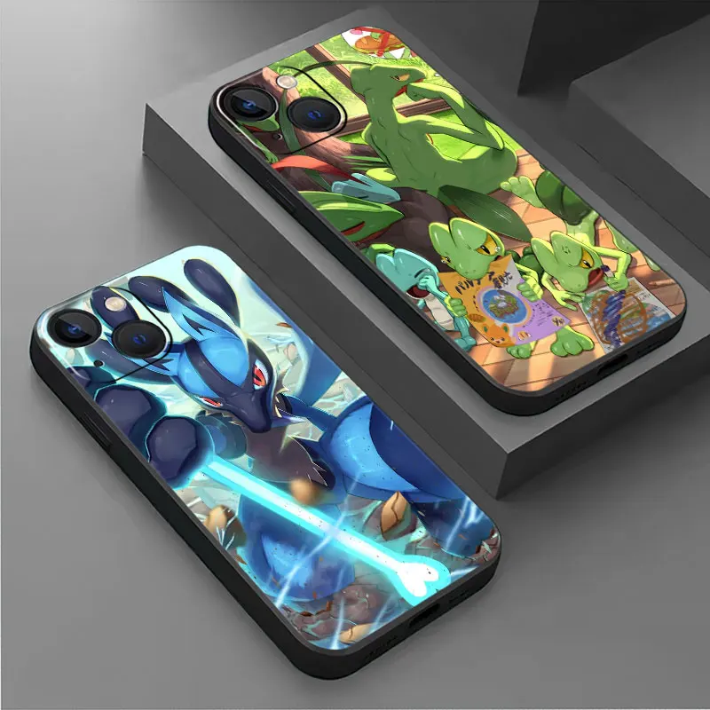 Custodia Per Apple Iphone 15 11 14 Pro Max 7 8 Plus Xr 13 12 Mini X Xs Se 6 6S 15 + 14 + 7 + 8 + Cover Morbida Per Telefono Lucario Anime Pokemon