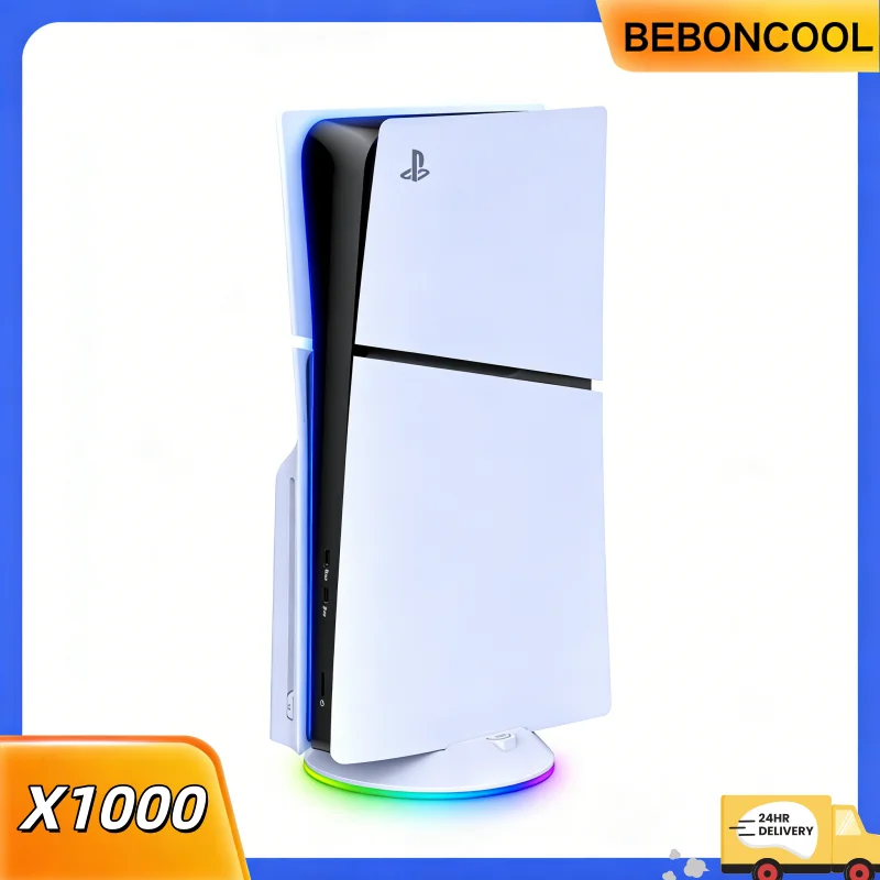 BEBONCOOL X1000 RGB PS5 슬림용 수직 냉각 스탠드(충전 케이블 포함) 공간 절약형 베이스