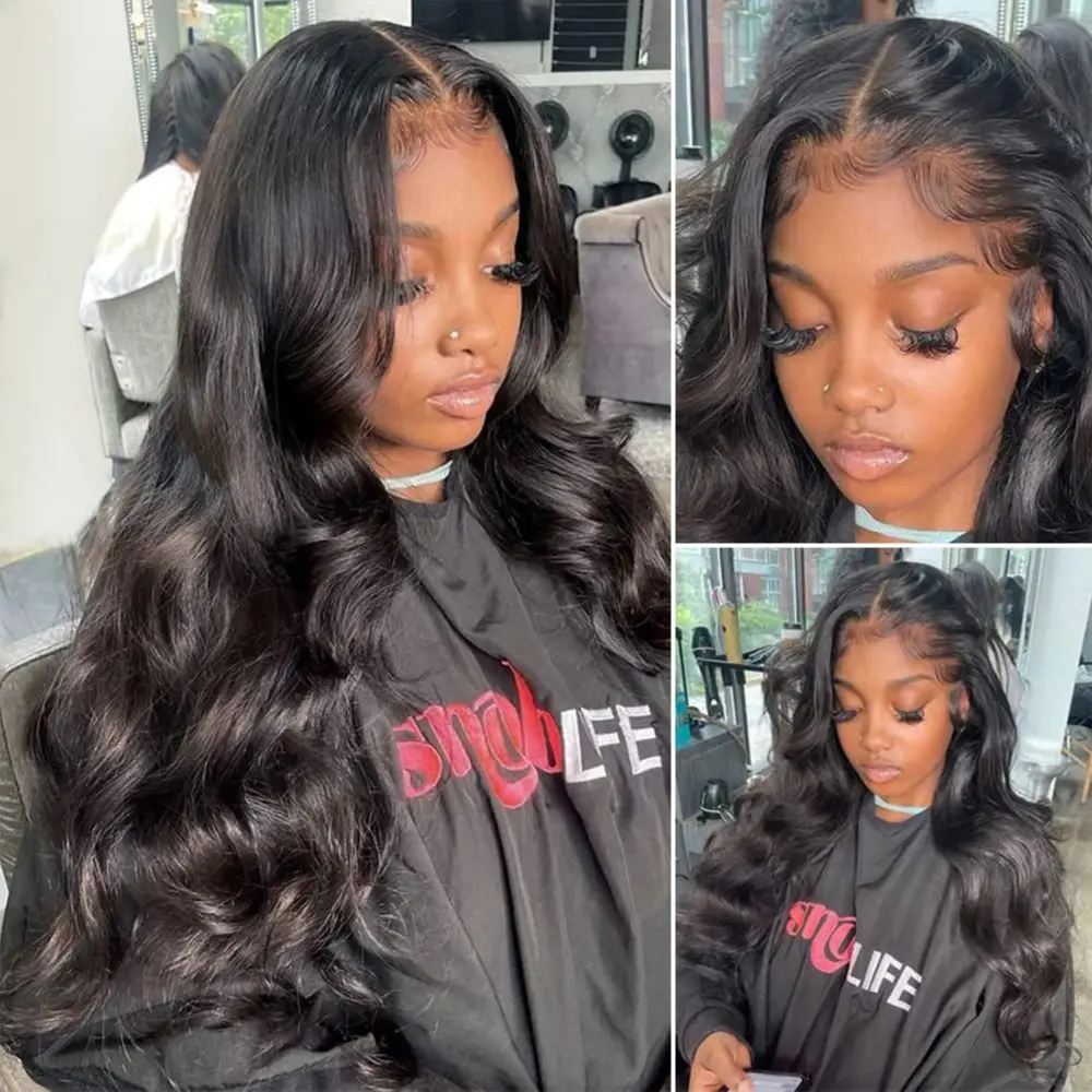 Body Wave 13x4 HD Lace Frontal Wigs Human Hair Brazilian 34Inch Natural Black Wig HD Lace Front Human Hair Wigs For Women