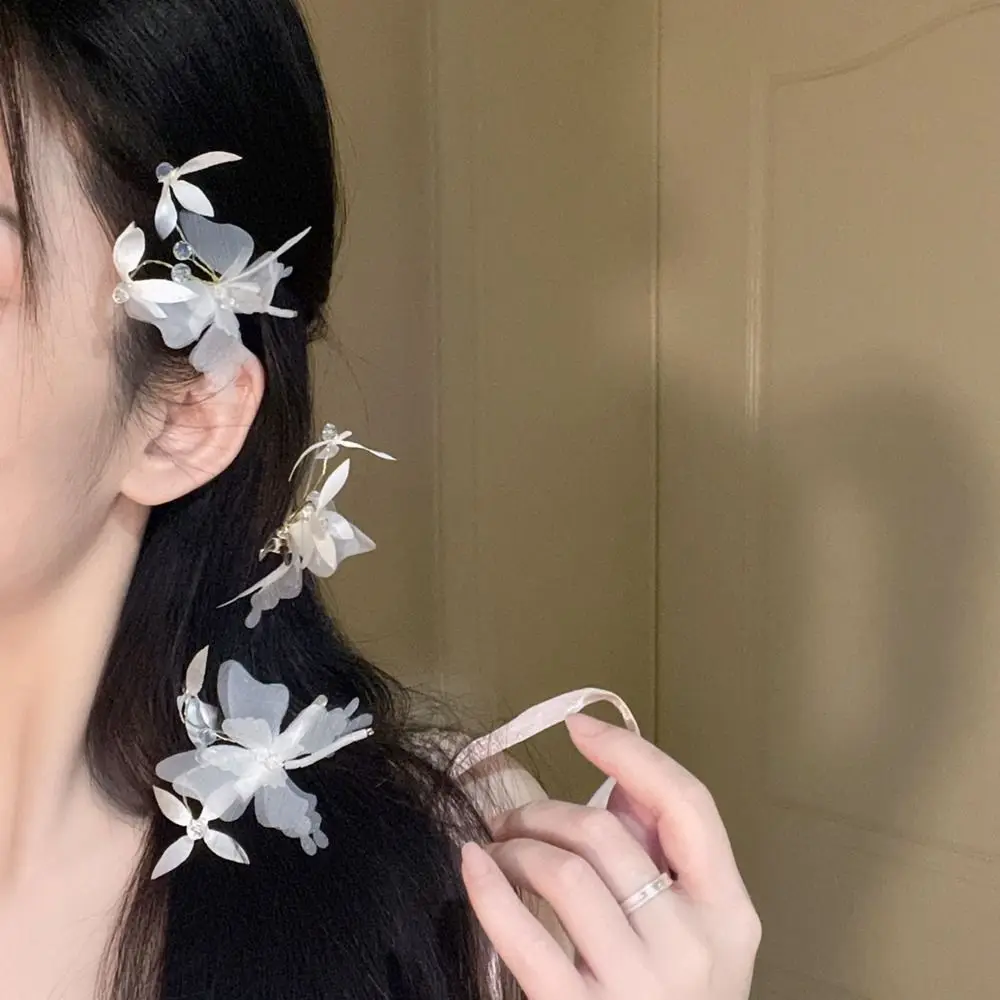 Summer New Korean White Butterfly Hairpin Super Fairy Headdress Cute Sweet Hair Clip Hair Accessories