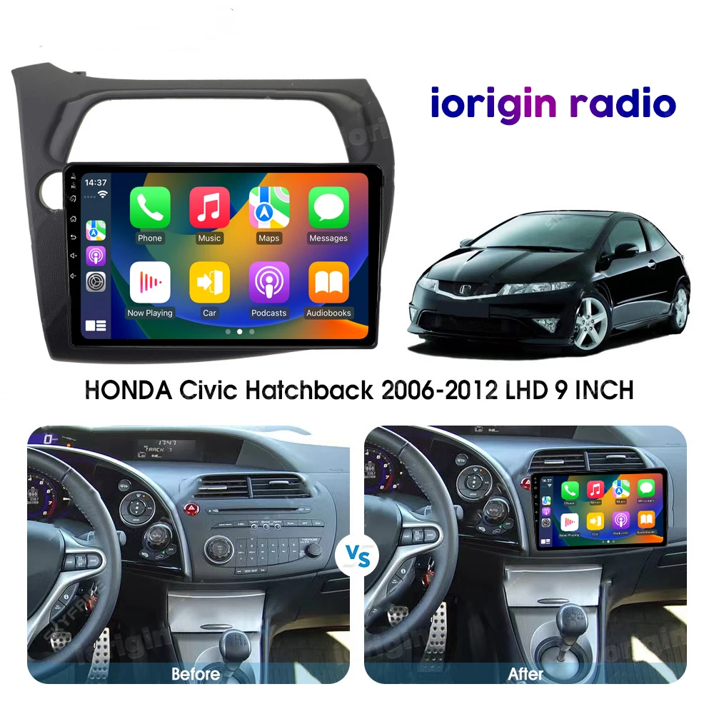 For Honda Civic Hatchback 2006-2011 Android 12 Car Radio Multimedia Video  Navigation 2 Din Stereo DVD Head Unit Speaker Carplay