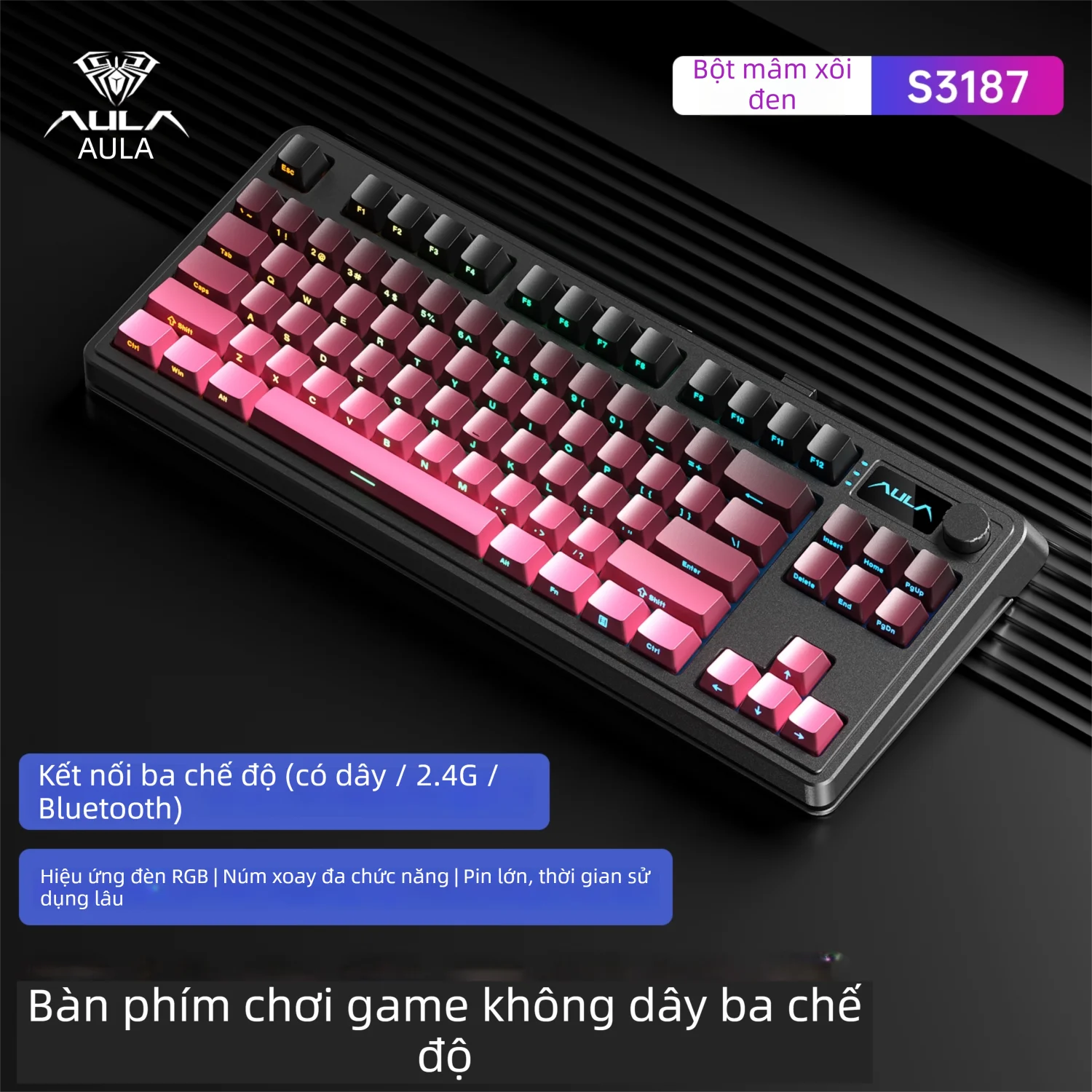 AULA | Bàn Phím Không Dây Bluetooth Đa Chế Độ RGB Cảm Giác Cơ