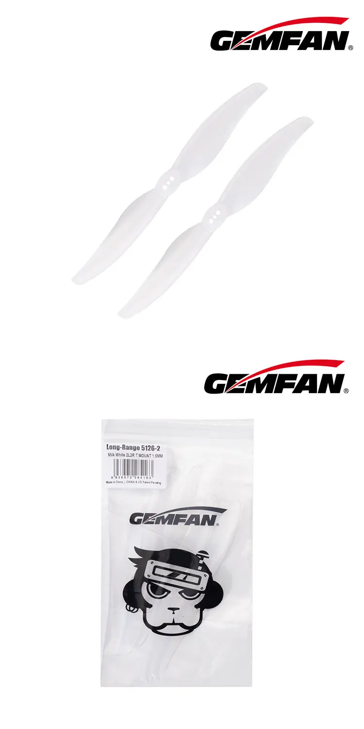 Gemfan Hurricane 5126-2 Hélices 5 pouces 1.5mm 3 trous PC