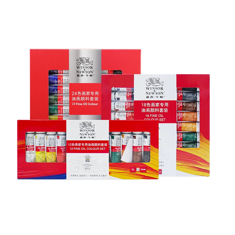 Winsor & Newton Oil Pains 12/18/24Colors x 12ml (0.4-oz) Beginner's Set Excellent Pigment and Consistency Oil Painting Supplies