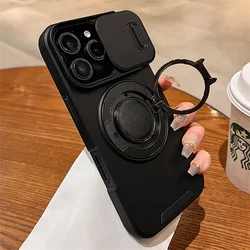 Custodia per telefono con protezione a doppio strato e supporto di rotazione magnetico per fotocamera