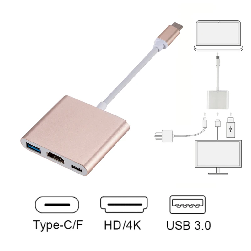 محول 3 في 1 Type-C إلى HDMI و USB