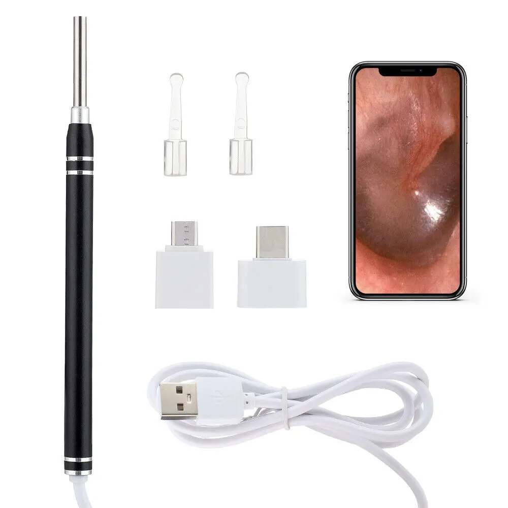 PVC Ear Endoscope Set with HD Camera and LED Light for Ear Wax Removal
