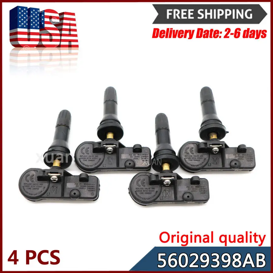4pcs Tire Pressure Sensor TPMS for Jeep Wrangler Grand Cherokee Challenger Dodge