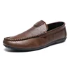 Men's Formal Leather Shoes British Style Poop Loafers Over-The-Foot Pointed Toe Breathable Non-Slip Business Casual Office Black