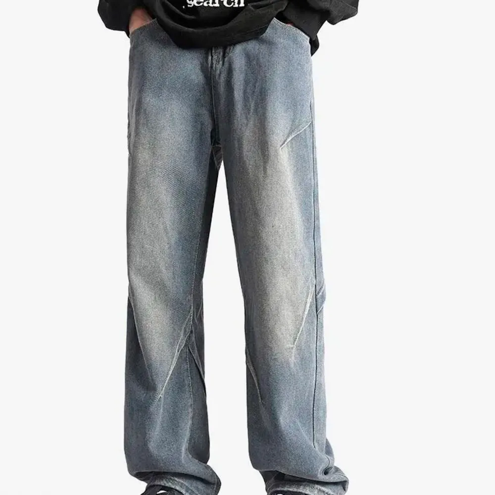 New Spring Pants Washed Jeans Hong Kong Style Loose Straight Leg