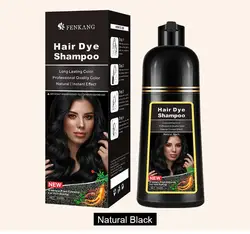 FENKANG 3 - in - 1 Natural Herbal Hair Dye Shampoo, Black Hair Color, for Men & Women, 100ml/500ml (Black 500ml)